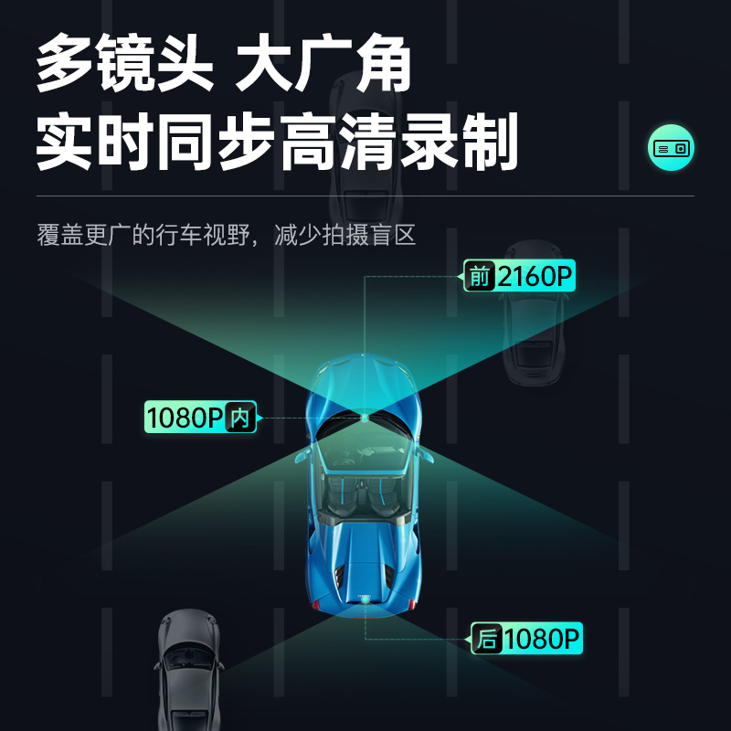 凌度(BLACKVIEW)V560三录行车记录仪 车内外高清星光夜视双摄 多角度拍摄 128G卡(送香薰挂饰+读卡器)
