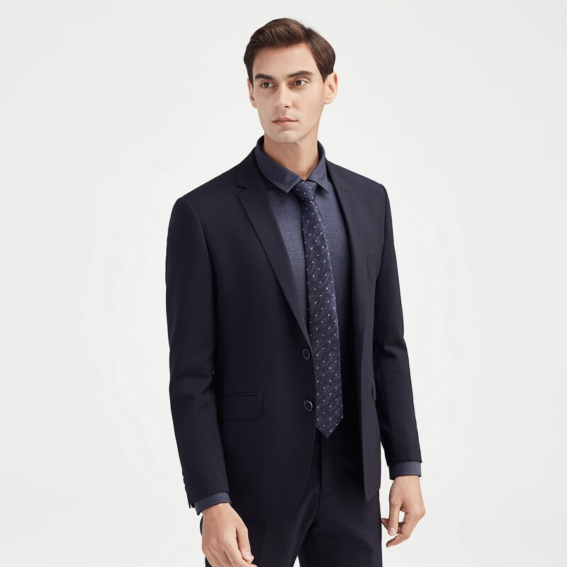 含羊毛柒牌男装西服套装男毛料套西商务时尚上班休闲正装四季西装121