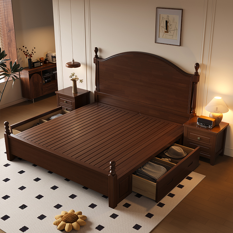 欧梵森(OUFANSEN) 法式复古风实木床主卧1.8米双人大床小户型现代简约卧室储物婚床高清大图