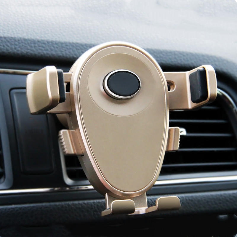 火豹车载手机支架便捷夹扣式出风口通用创意锁紧导航撑驾汽车用品金色