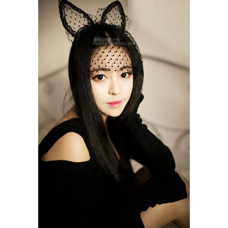 清纯甜美头饰 蕾丝面纱猫耳朵 兔子箍 情趣内衣女式制服真人