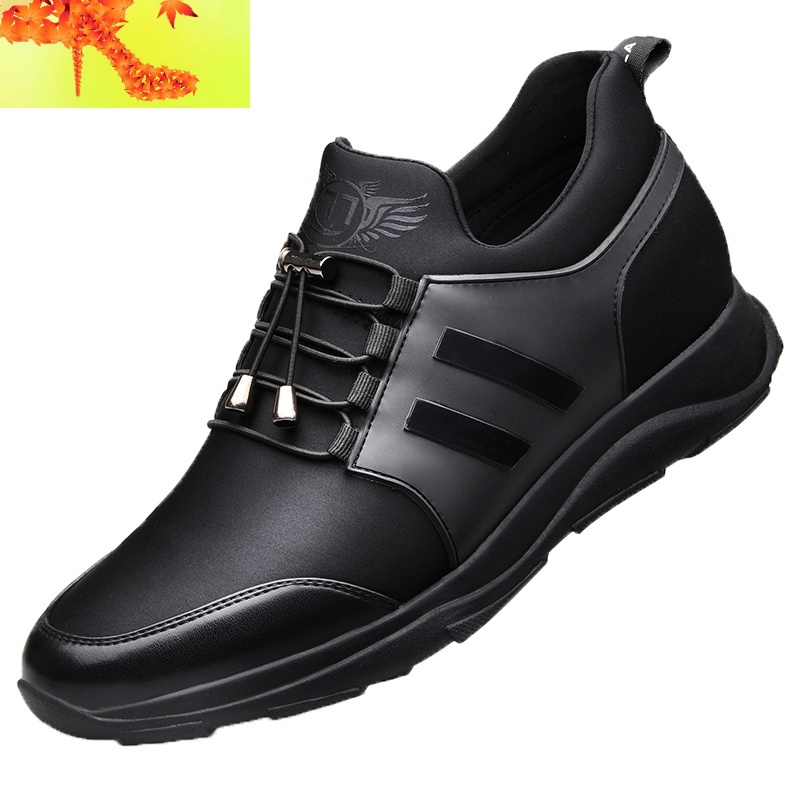 春季男士内增高鞋8cm运动休闲鞋隐形韩版潮百搭一脚蹬网面鞋透气简畅