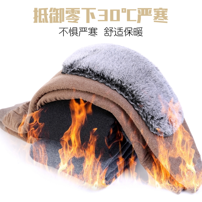 免费试穿 高档三层加绒加厚男女士羊毛裤护膝保暖裤外穿打底裤中老年人高腰棉裤2024冬装新款羊绒保暖裤男大码内穿毛裤加绒裤高清大图
