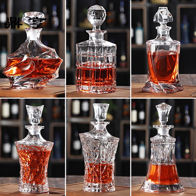 鼎亨加厚威士忌洋酒瓶壶红酒醒酒器带盖密封储酒器酒具玻璃密封空