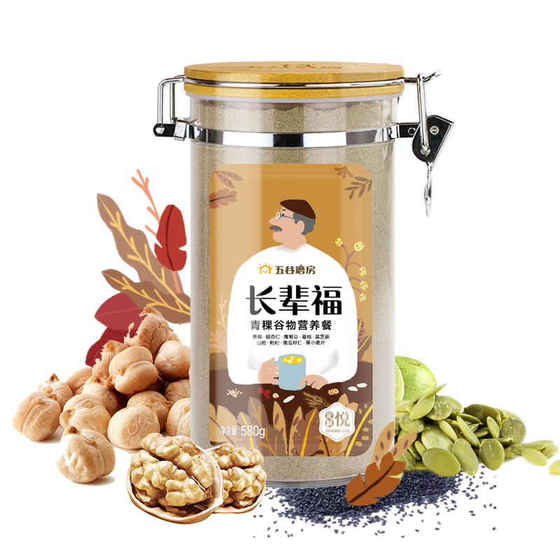 五谷磨房青稞谷物长辈福黑芝麻山药营养代早餐粉580g