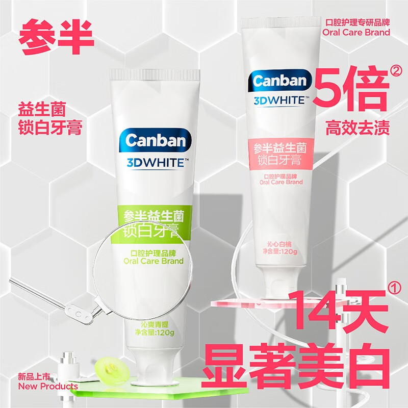 参半锁白牙膏 沁爽青提味120g*3支 6970356163756*3高清大图