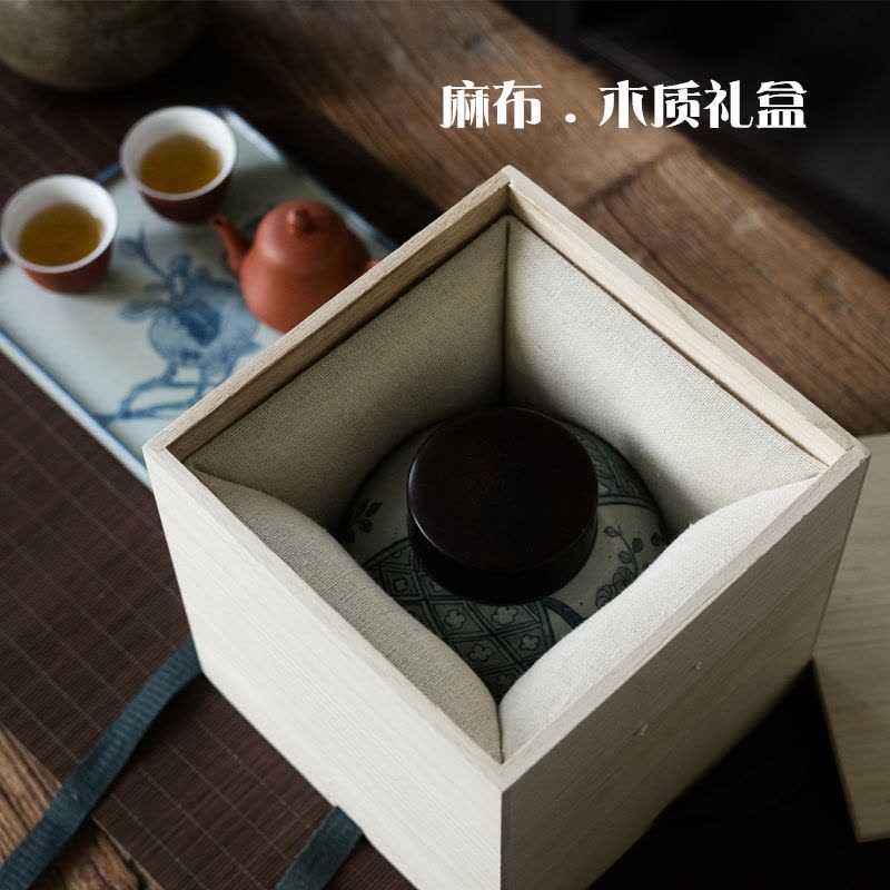 美帮汇景德镇手绘青花陶瓷茶叶罐仿古花鸟三两罐密封罐茶仓茶叶储存罐图片