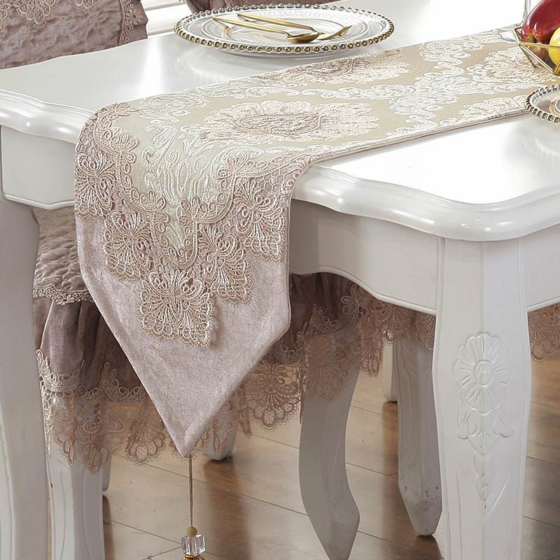 家柏饰(CORATED)现代简约轻美式欧式新中式餐桌布艺电视柜北欧床旗茶几桌旗布 清雅-流沙咖 33*312cm