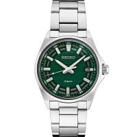 SEIKO/精工 Essentials系列男士手表 银色不锈钢绿色水鬼商务休闲男表 腕表