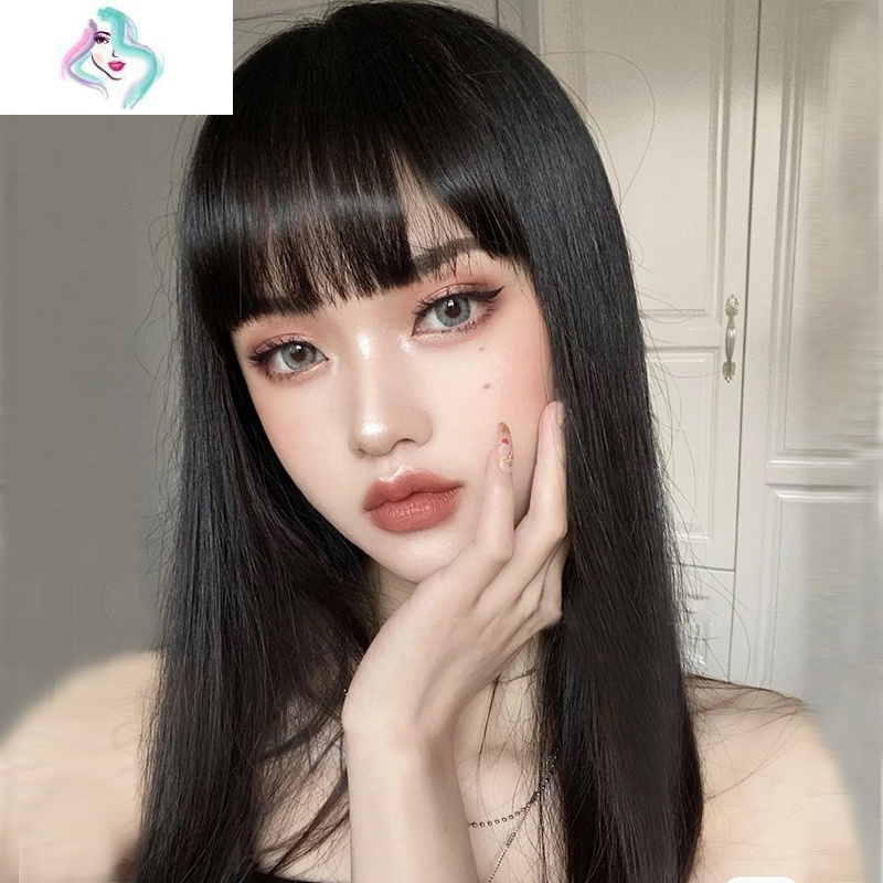 漫画刘海假发女圆脸齐刘海自然隐形真发空气刘海网红一刀平假发片你