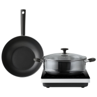 小米 米家电磁炉A1配汤锅炒锅套装 搭配加厚不锈钢汤锅与28CM不粘炒锅 MDCL0P2ACM