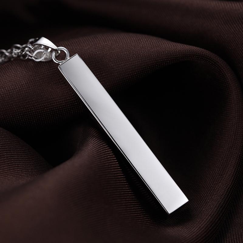 阡陌925银项链 银条坠情侣项链 一对男女韩版时尚创意可刻字七夕情人