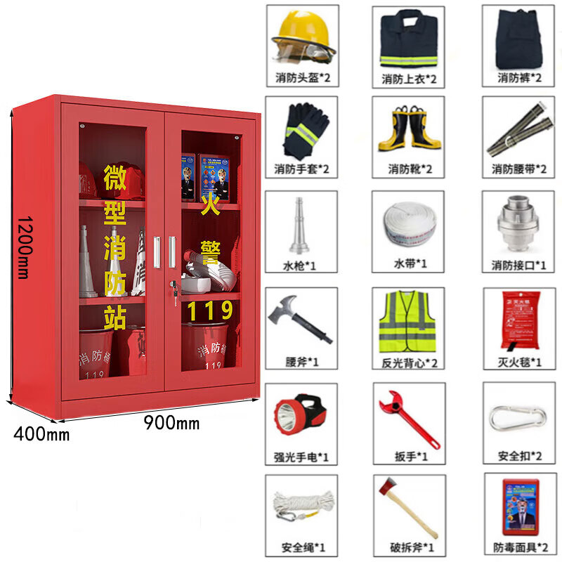 锦北消防器材柜放置工具柜工地商场展示柜应急柜 2人02款常规套餐高清大图