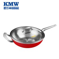 KMW 绿鼎第四代不锈钢炒锅GpotlCB300003 30cm不锈钢炒锅 透明玻璃盖 少油烟 无涂层炒锅电磁炉通用锅具