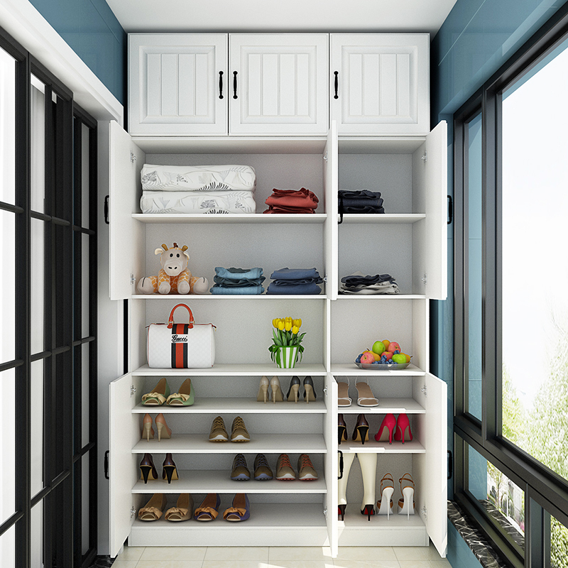 寻木匠阳台鞋柜家用口欧式多功能衣柜实木大容量储物柜简约现代厅柜