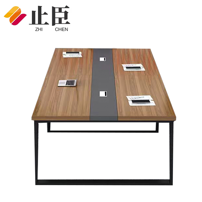 止臣 会议桌4m 现代简约会议桌接待洽谈桌培训桌贴木皮会议桌高清大图