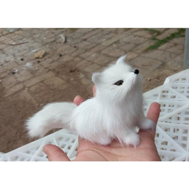 仿真狐狸小白狐仿真皮毛动物毛绒玩具狐仙家居摆件汽车内饰品欧科莱仿真 