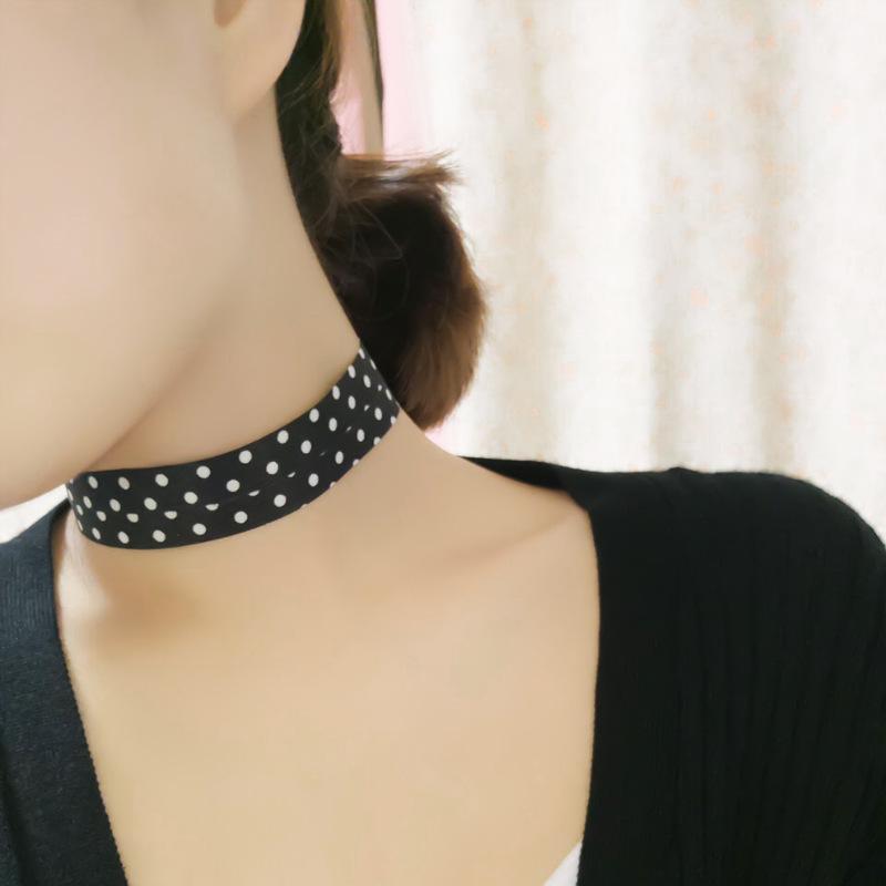 新款欧美饰品时尚个性项圈黑白斑点颈链女士项链DNDZ8496送女朋友七夕情人节礼物