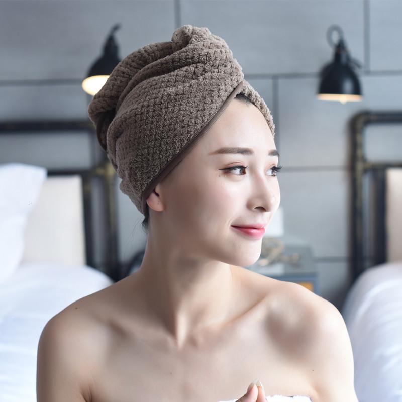 干发帽包头发的速干帽毛巾吸水擦头发女士纯色干发巾浴帽 三维工匠 咖啡色(一条装)高清大图