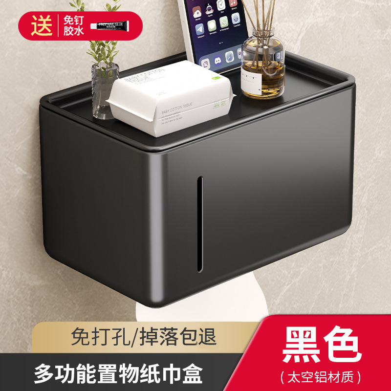 丹乐DANLE 免打孔卫生间纸巾盒浴室置物架 厕所纸巾收纳架洗手间壁挂手纸卷纸架厕纸抽纸盒卫生纸收纳盒