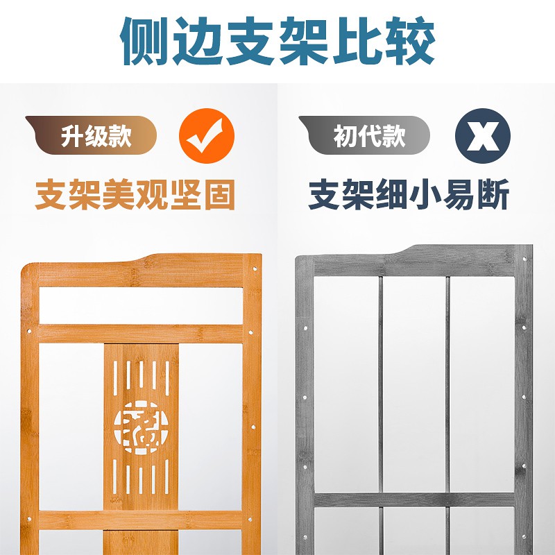 厨房置物架落地式多层微波炉架子楠竹收纳架放锅烤箱家用带橱柜收纳层架 三维工匠高清大图