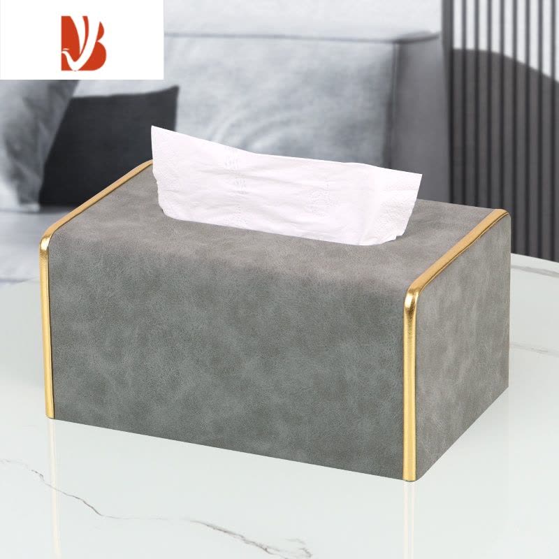 三维工匠纸巾盒抽纸盒家用客厅轻奢创意茶几收纳盒纸抽盒遥控器收纳盒 古铜灰(单用款H-02)图片