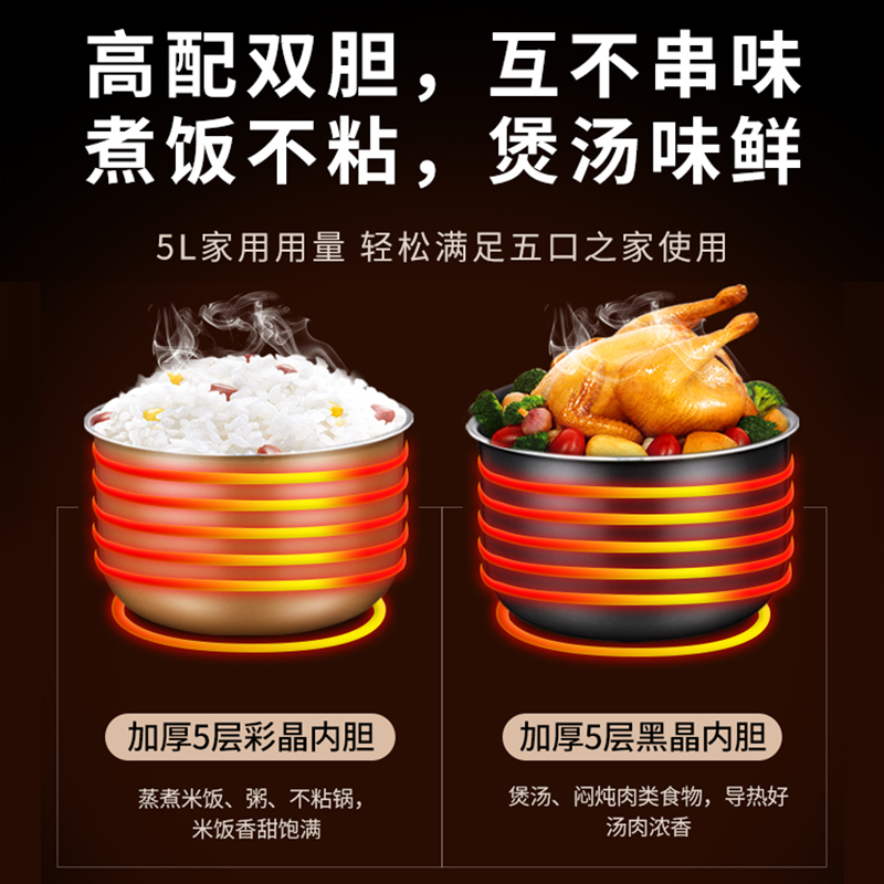 美的(Midea) WCS5025 电压力锅5L双胆电高压锅高清大图