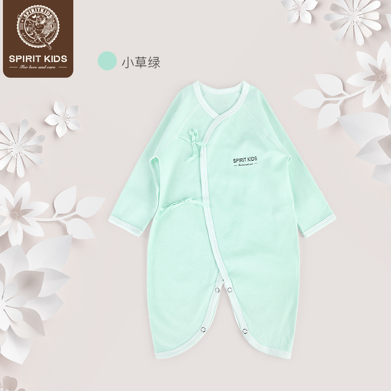 spiritkids 婴儿内衣纯棉新生儿衣服0-3-6个月宝宝连体衣蝴蝶衣