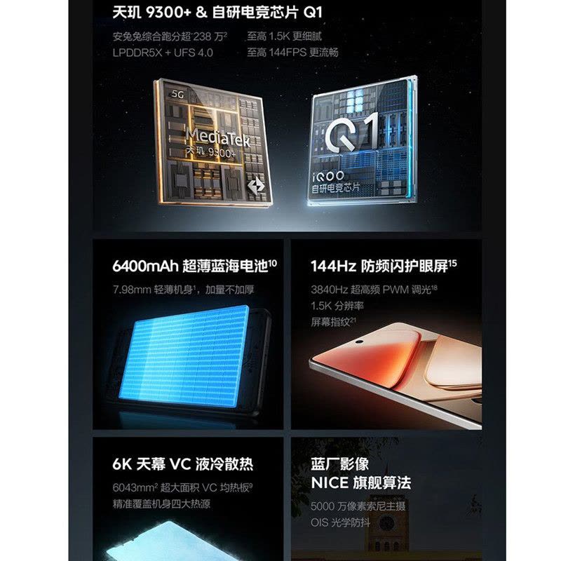 iQOO Z9 Turbo+ 月影钛12GB+256GB 天玑9300+旗舰芯片5000万像素