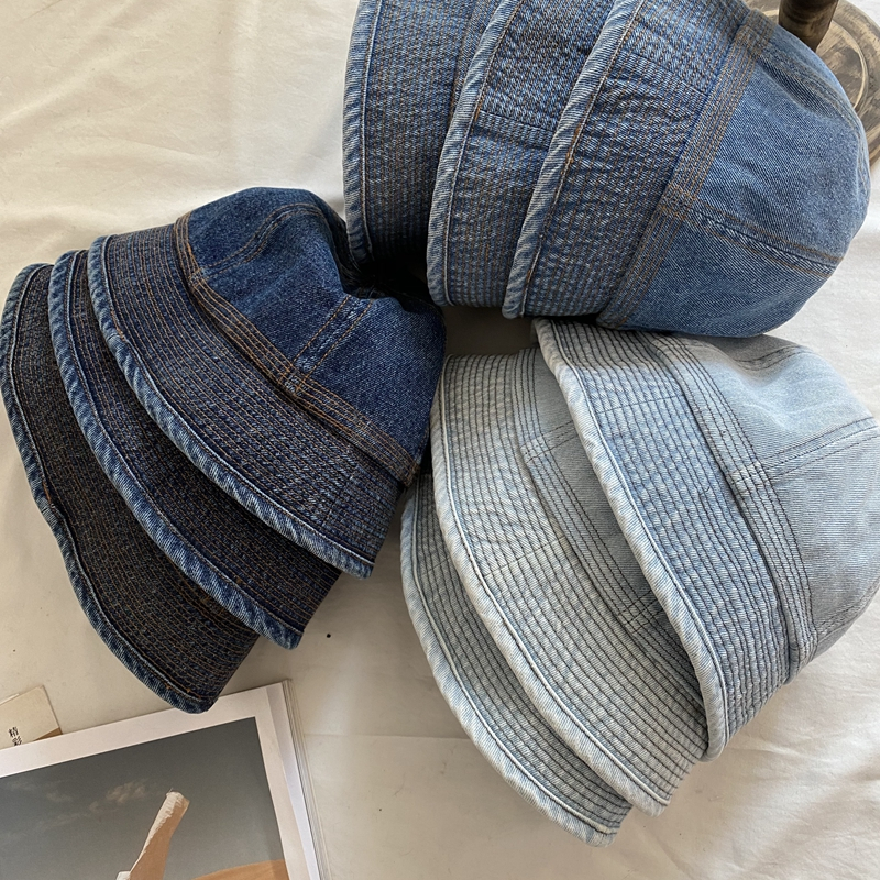 春夏季小众牛仔布水桶帽女日系百搭网红乞丐小清新头围渔夫帽盆帽帽子