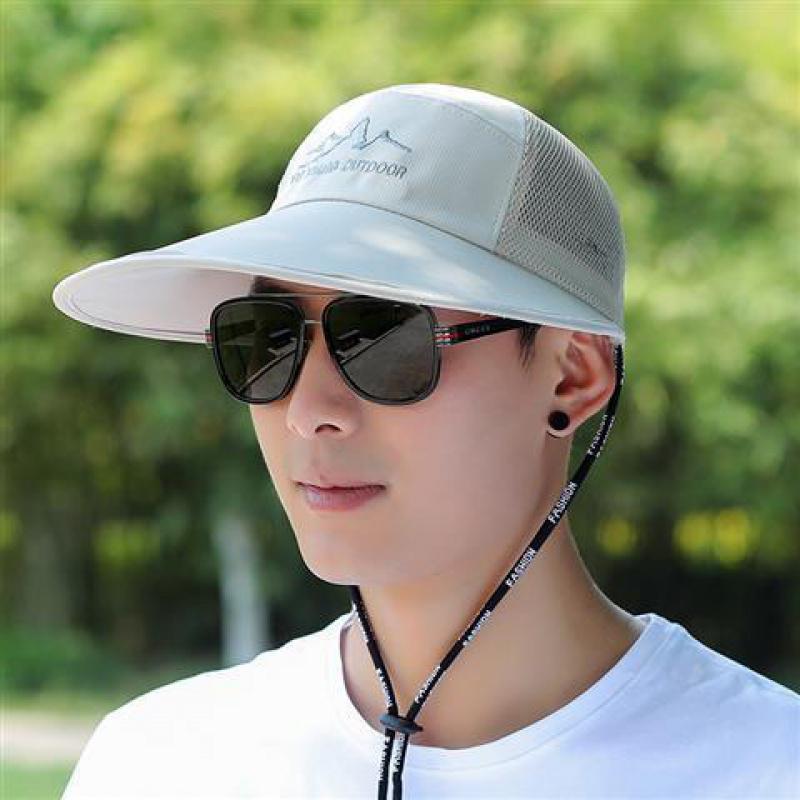 帽男式直沿帽夏帽大号中老年男帽帽子男士夏天户外旅游登山防晒防大