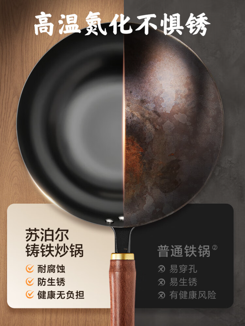 苏泊尔(SUPOR)家用炒菜抗菌燃气电磁炉通用煎炒锅 32cm HC32ZT1高清大图