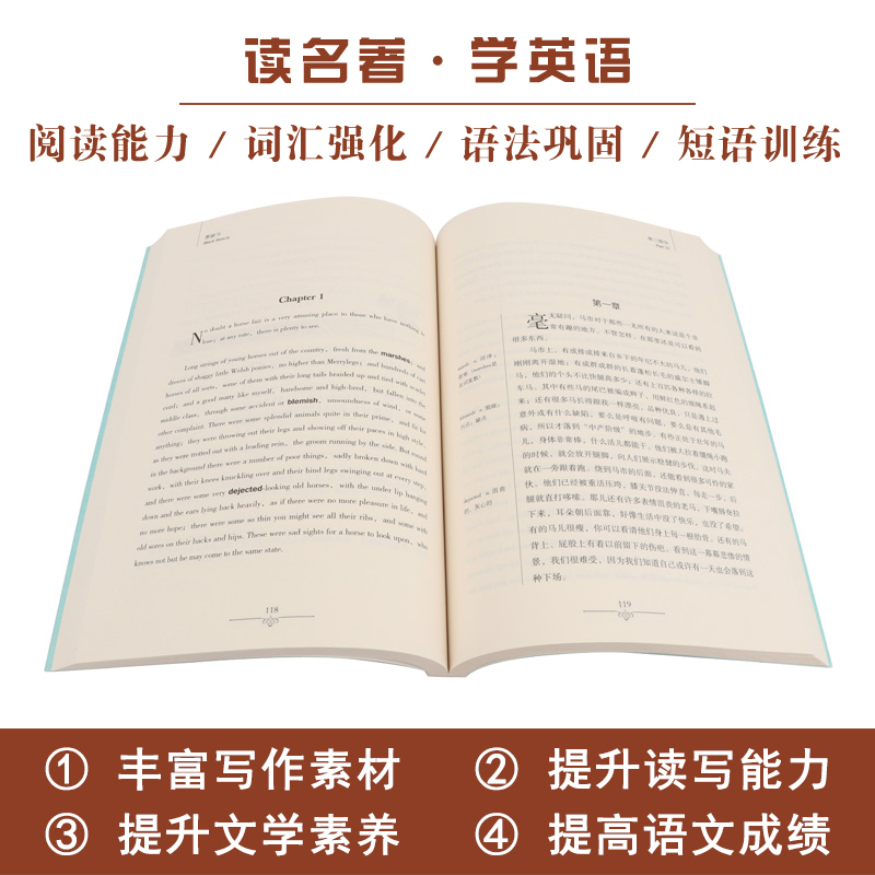 黑骏马 中英文对照版双语版 英汉对照中英文双语版经典世界名著 外国文学长篇小说英文版原版原著英语读物初高中生课外阅读书籍