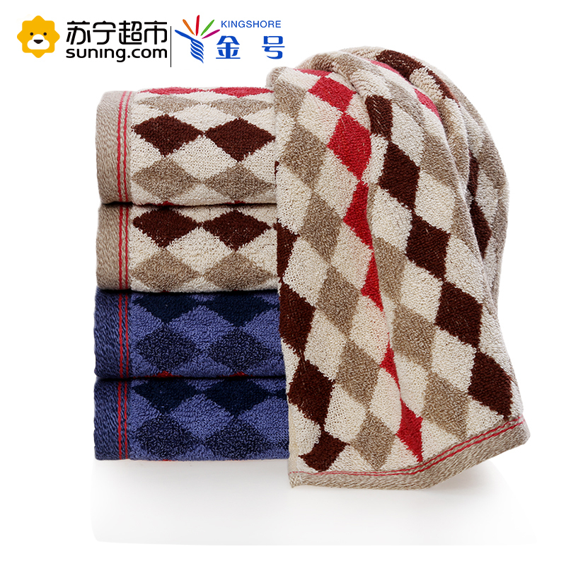 金号(KING SHORE)毛巾家纺纯棉提缎时尚英伦格子舒适吸水毛巾 103g 72*34cm