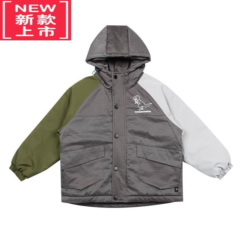 可莉允童装男童棉服夹棉儿童外套2022年秋冬新款中大童恐龙冲锋衣防风潮图片
