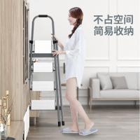 铝合金家庭用梯子室内家用折叠梯加厚多功能人字轻便简易小型楼梯 三维工匠 顶踏板加宽中国风[中国红三步梯]家用梯