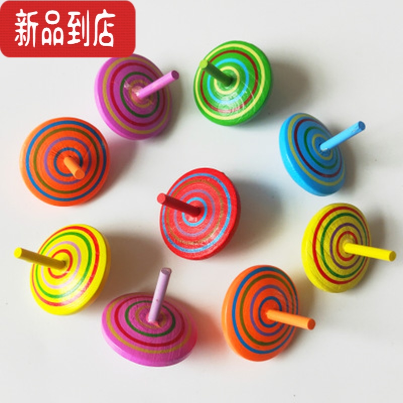 真智力木质彩色小陀螺传统怀旧手转旋转陀螺玩具幼儿园儿童礼品奖品