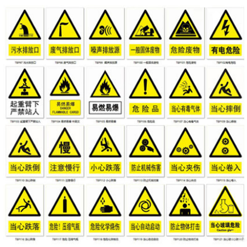 丛林狐 安全标识牌警告标示贴小心当心防止物体打击贴纸TBP PVC 20*15cm 10张起 TBP111 注意慢行高清大图