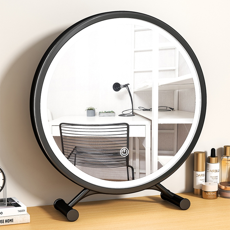 客大号台式桌面化妆镜led带灯宿舍学生ins风梳妆台卧室网红补光镜子