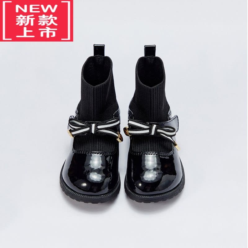 可莉允女童靴子单靴鞋子儿童2022冬季新款时装靴女宝宝袜靴皮鞋图片