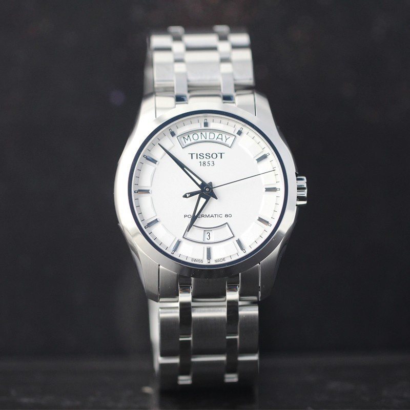 天梭瑞士手表 库图系列 商务休闲钢带自动机械男士防水手表 t035