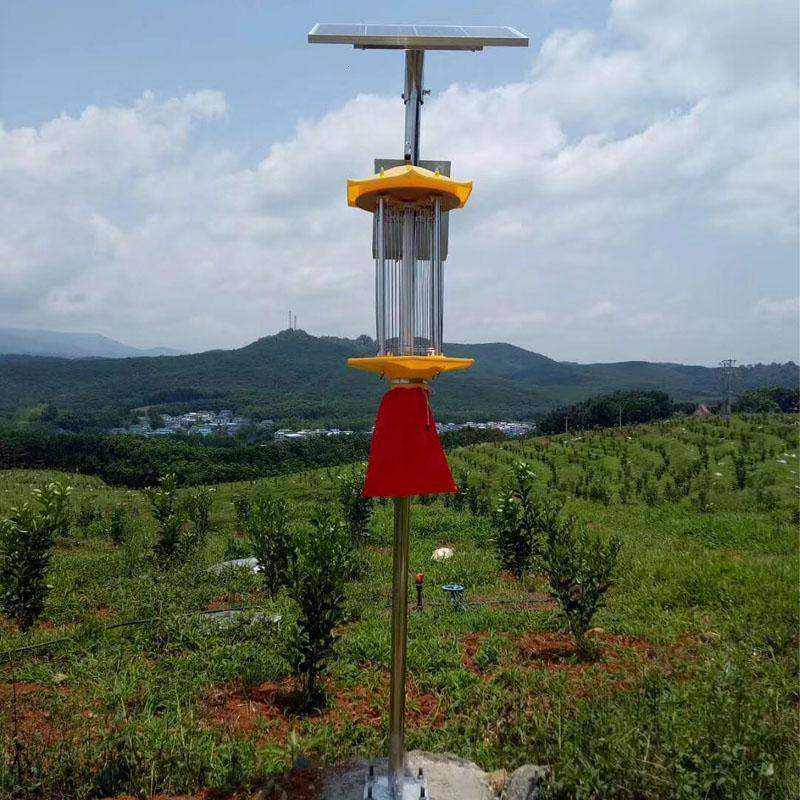太阳能杀虫灯农用灭虫诱虫户外频振式鱼塘养殖果园光控雨控灭蚊灯 三维工匠 中型灯头不锈钢杆太阳能全套