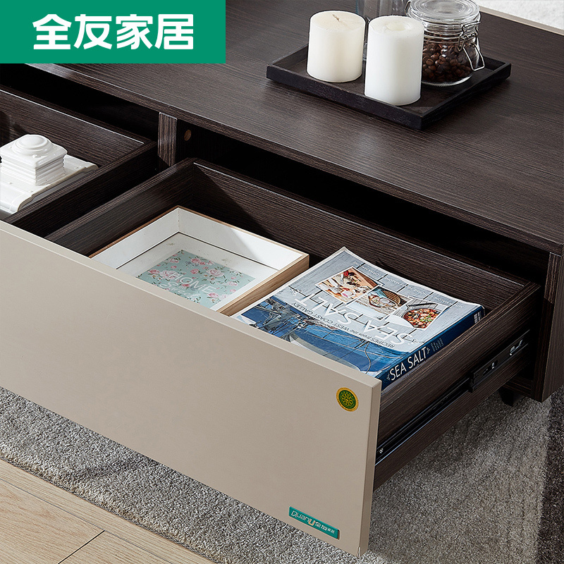 全友家居茶几简约意式客厅家具家用可伸缩茶几电视柜组合123908