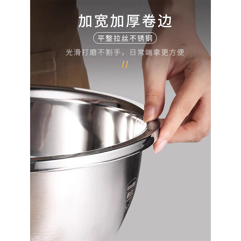 庆展不锈钢盆汤盆汤碗味斗盆盛汤洗菜煮面食品级加厚加深装水果盘PQ20-7DTM 尺寸22-30 5个实盆