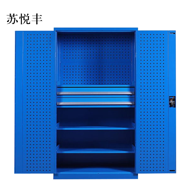 苏悦丰工具柜加厚铁皮储物柜工厂车间用带抽屉汽修多功能收纳柜通门内二抽柜蓝色高清大图