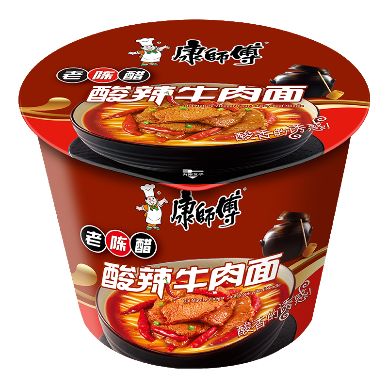 康师傅 酸辣牛肉桶面 119g方便面还可以,不错-苏宁易购