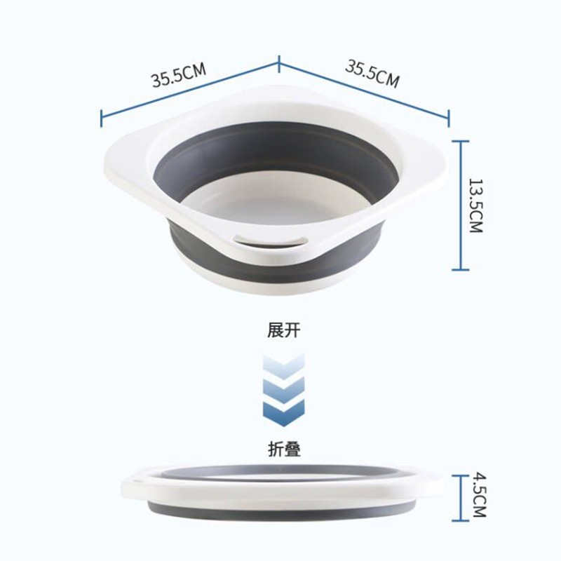 敏胤 SD-9955 折叠方型脸盆 灰色+白色高清大图