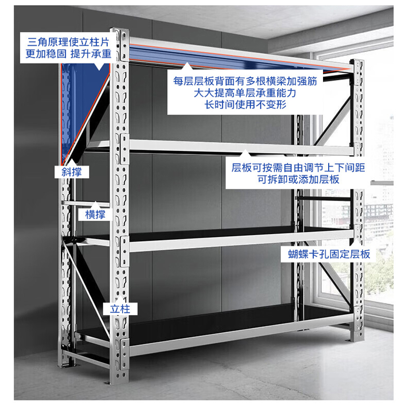 馨飞虎不锈钢货架1500*500*2000mm/组高清大图