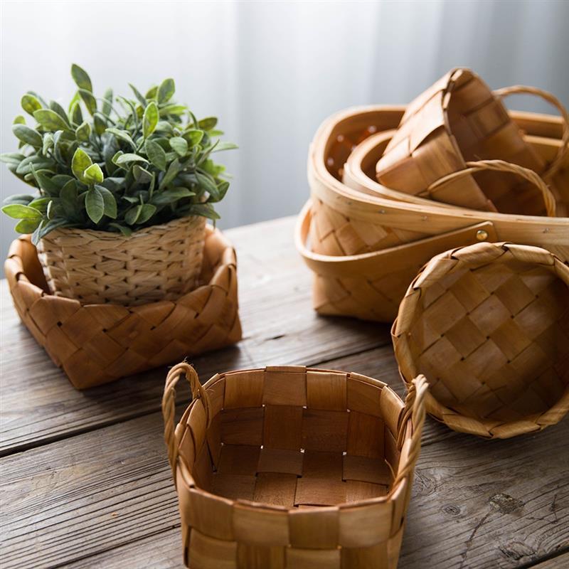 手工编织收纳篮踏青创意手提水果小篮子野餐篮春游手提篮