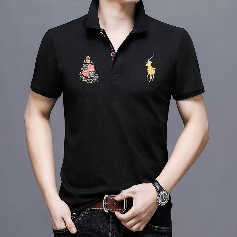 传奇保罗男士夏季新款上衣时尚休闲商务刺绣马标短袖polo衫